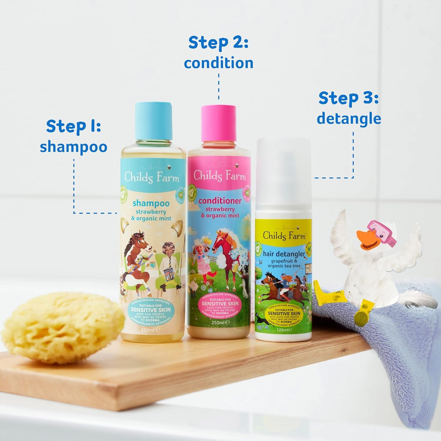 Childs Farm Kids Hair Conditioner – 97% Natural, Gentle Detangler for Sensitive Skin with Strawberry & Organic Mint