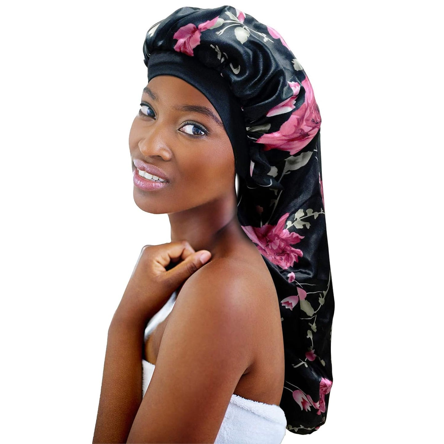 2‑Pack Extra‑Large Satin Sleep Caps – 27" Long Bonnets for Braids, Locs, Curly & Natural Hair Soft No‑Slip Silky Bonnet Set for Women & Men