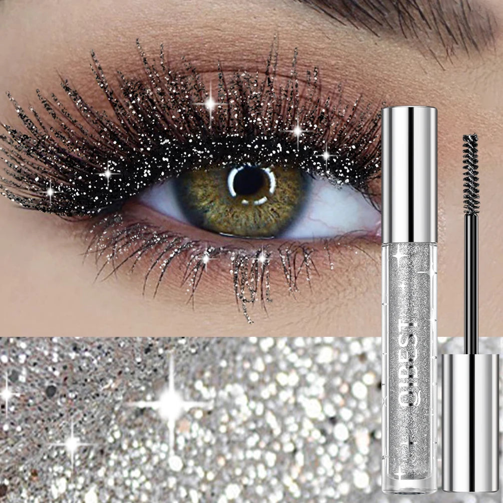 Qibest Glitter Mascara – Diamond Shine, Long‑Lasting Curl, Smudge‑Free, Easy Removal, 3 Sparkling Colors (Model Q2397)