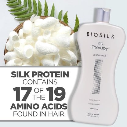 BioSilk Silk Therapy Conditioner – Moisture‑Replenishing Shine Conditioner with Silk Proteins & Botanical Extracts