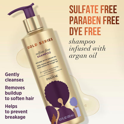 Pantene Gold Series Sulfate‑Free Shampoo & Moisture Boost Conditioner – Argan Oil Hydration Duo for Soft, Strong, Healthy‑Looking Hair