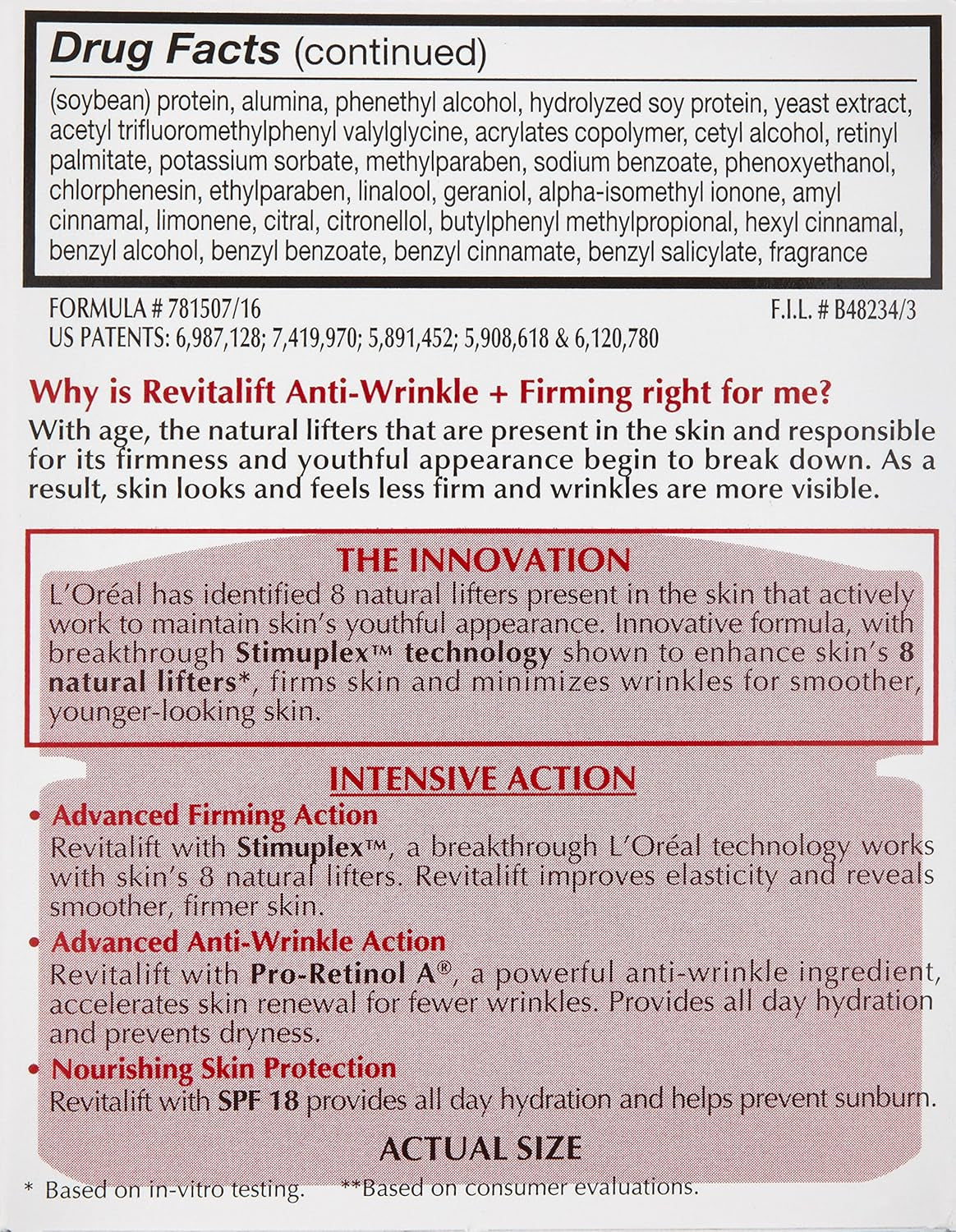 L’Oréal Paris Revitalift Anti‑Wrinkle + Firming Day Cream with SPF 18 – Anti‑Aging Moisturizer, 1.7 oz