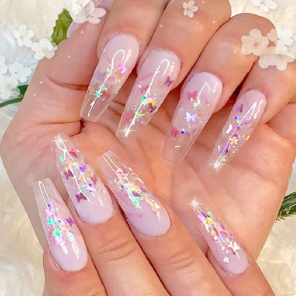 12‑Color Butterfly Nail Sequins Set – Holographic 3D Glitter for Nails, Makeup & DIY Crafts