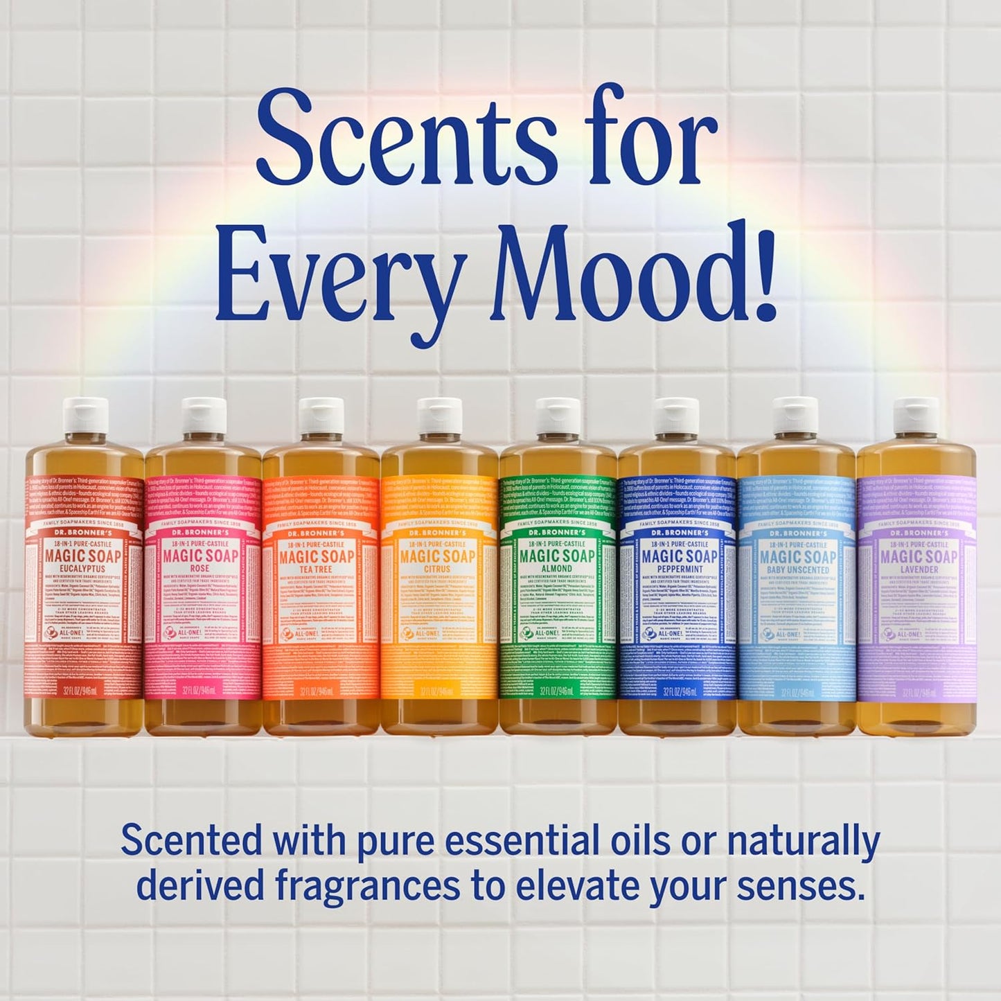 Unscented Pure‑Castile Magic Liquid Soap 32oz – 18‑in‑1 Organic Body Wash for Face, Hands & Sensitive Skin – Gentle Baby‑Safe Formula with Regenerative Organic Certified Oils