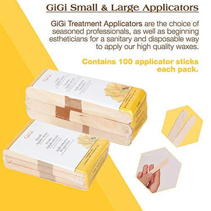 GiGi Small & Large Wax Applicators – 200‑Count Precision Wooden Sticks for Facial & Body Waxing