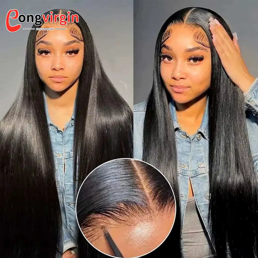 5x5 Glueless Human Hair Wig – Ready‑to‑Wear Pre‑Cut HD Lace, Wear & Go Straight Lace Front Wig for Women, 100% Human Hair, Natural Black