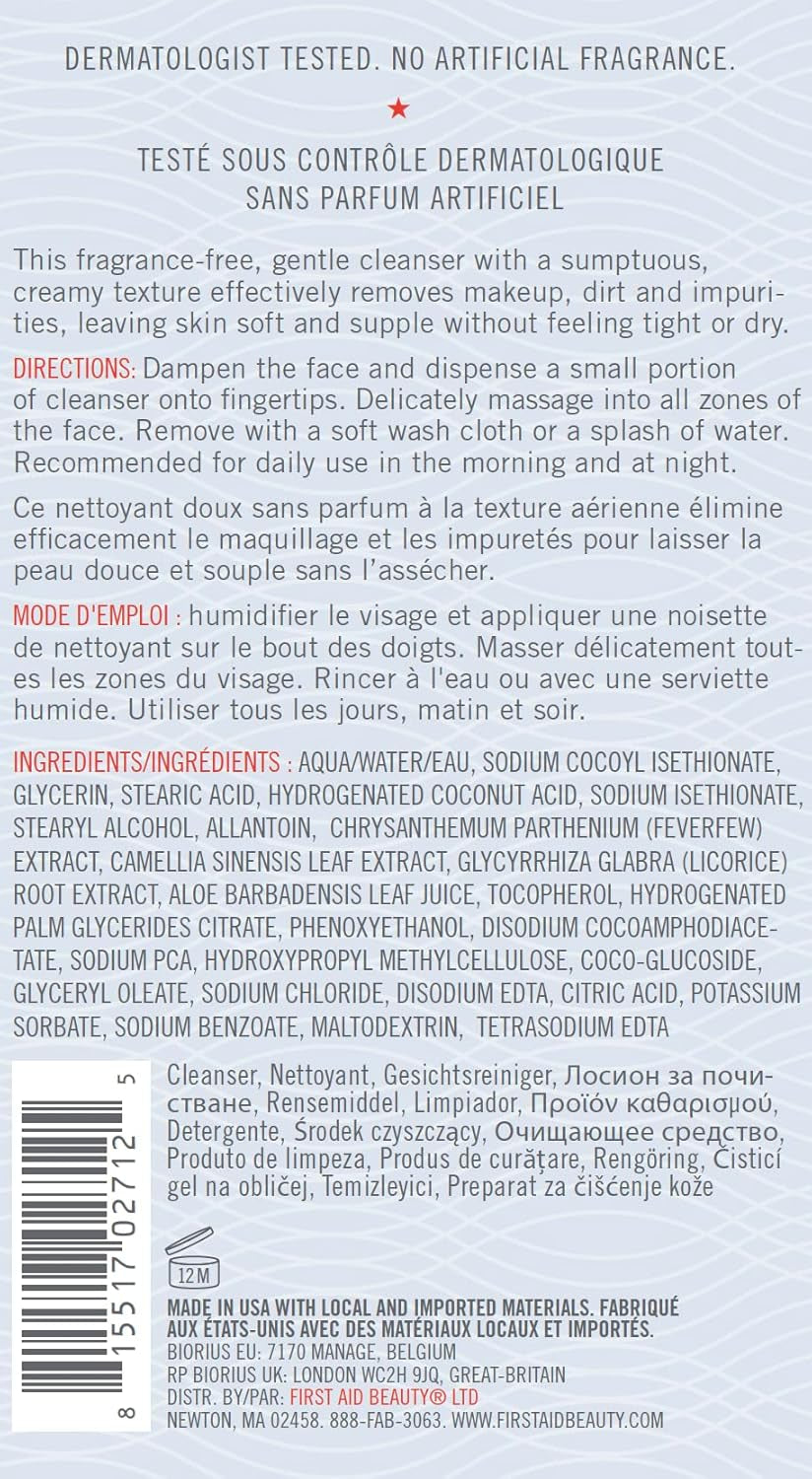 Pure Skin Face Cleanser – Sensitive Skin Cream Cleanser with Antioxidant Booster, 5 oz