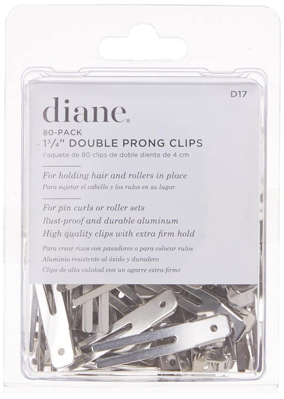 Double Prong Hair Clips – 1.75" Silver Metal Styling Clips for Holding Rollers & Sectioning Hair, Professional Salon Hair Clips for Women & Girls (80‑Count)