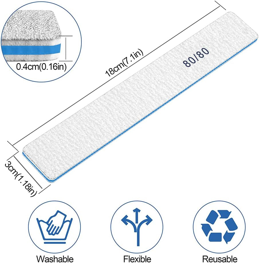 12‑Pack Professional 80/80 Grit Nail Files – Super Coarse Washable Emery Boards for Acrylic & Poly Gel Nails