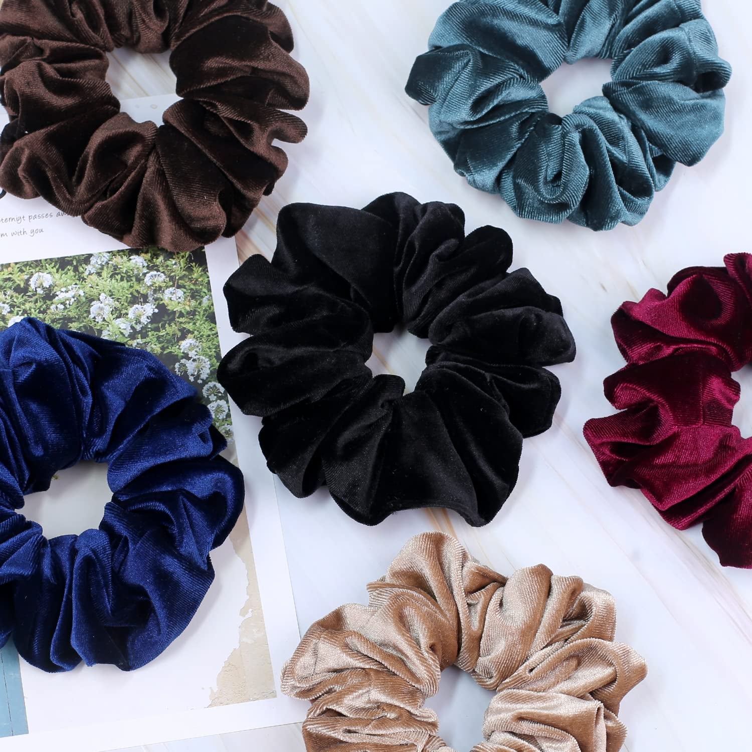 Extra‑Large Velvet Scrunchies for Thick Hair – Soft Premium Jumbo 6‑Inch XL Hair Ties, Big Stretchy Elastic Bands, 4‑Pack (Dark Colors)