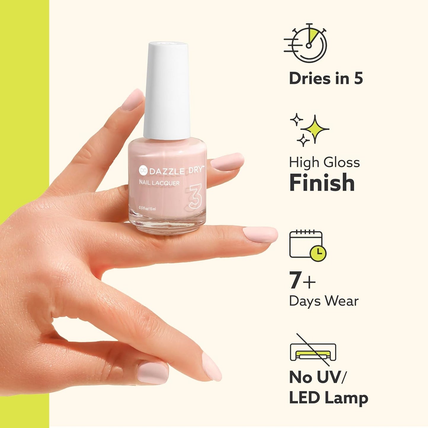 Dazzle Dry Fast‑Drying Top Coat – High‑Gloss, Non‑Toxic Step 4 Nail Sealant (5‑Minute Air Dry)