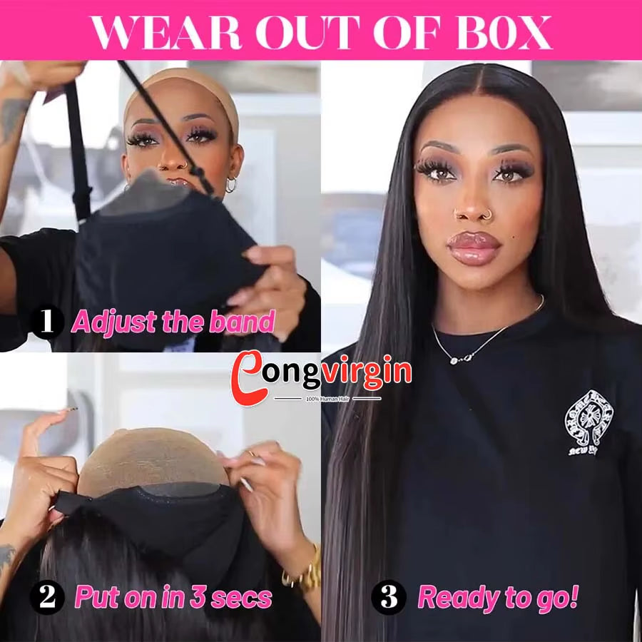 5x5 Glueless Human Hair Wig – Ready to Wear Pre‑Cut HD Lace, Wear & Go Straight Lace Front Wig for Women, Pre‑Plucked Hairline, Natural Black, Beginner‑Friendly Glueless Wig