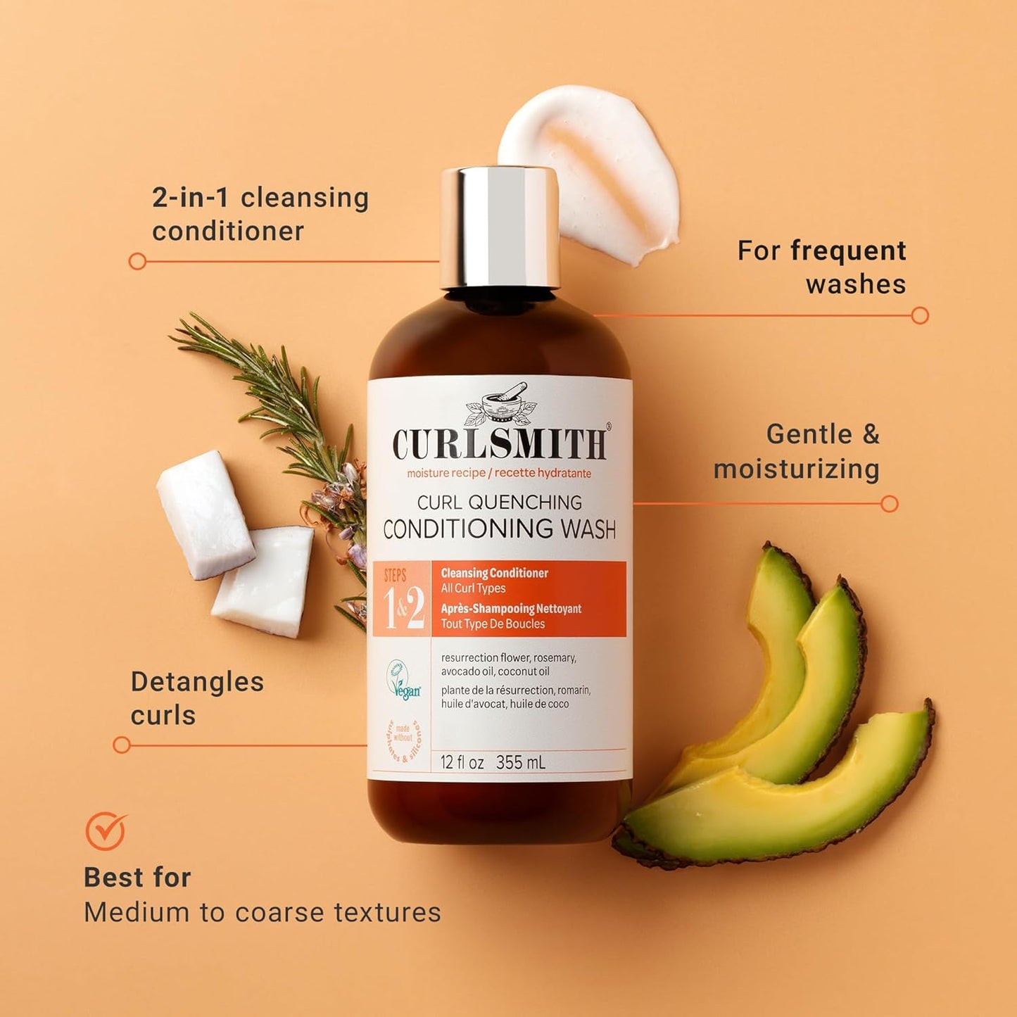 Curlsmith Curl Quenching Conditioning Wash – Gentle Cleansing Co‑Wash for Soft, Hydrated Curls