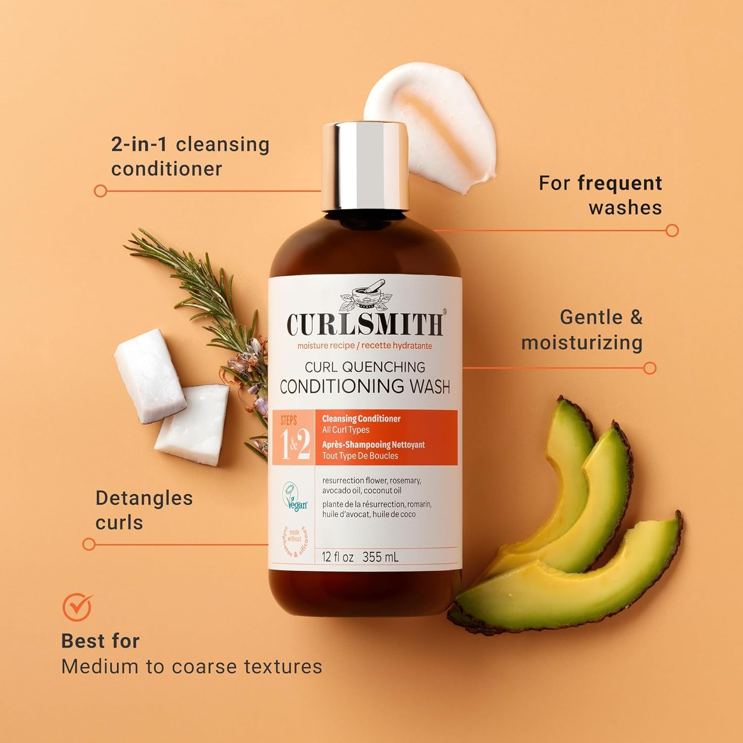 Curlsmith Curl Quenching Conditioning Wash – Gentle Cleansing Co‑Wash for Soft, Hydrated Curls