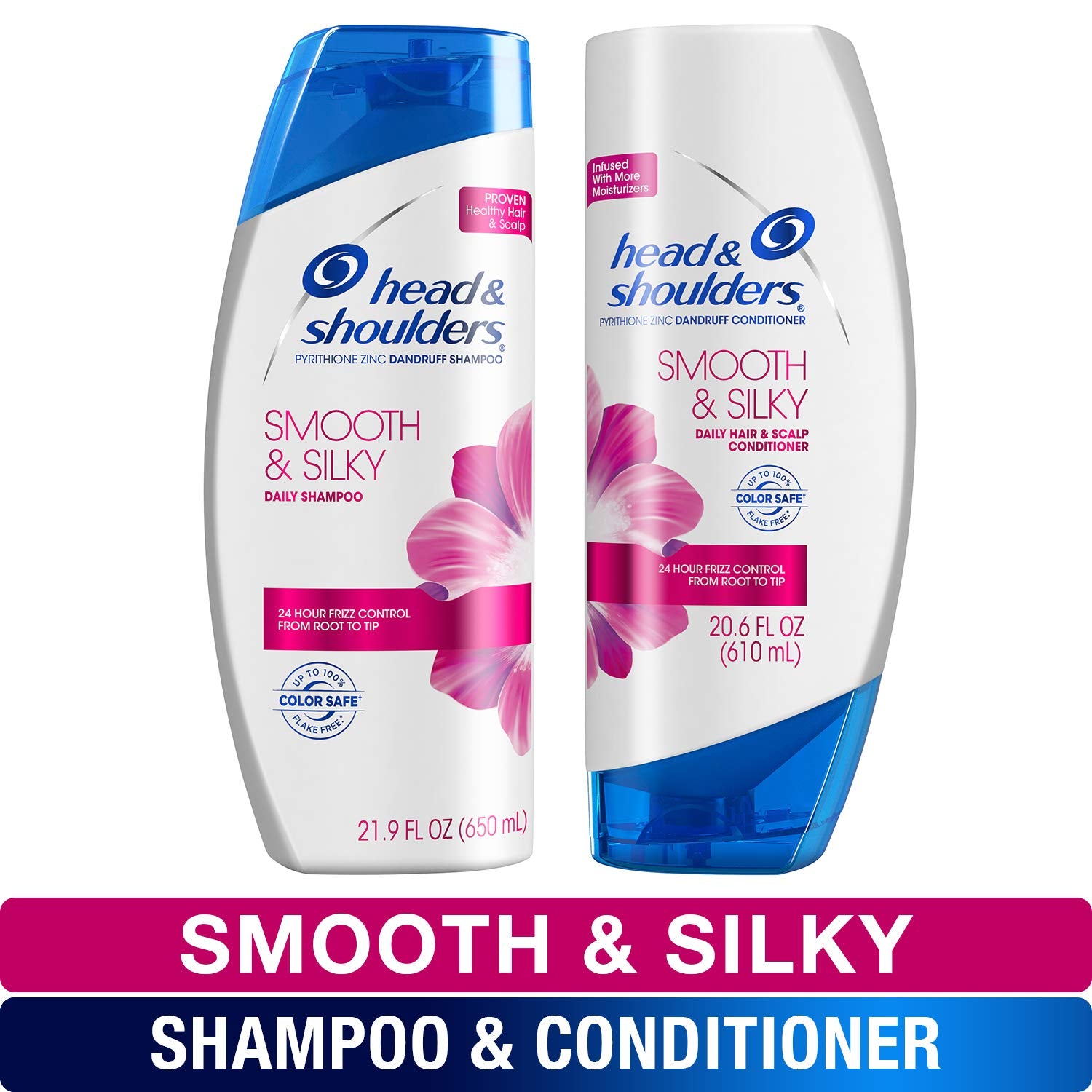 Head & Shoulders Smooth & Silky Shampoo & Conditioner Set – 12.8 fl oz Each