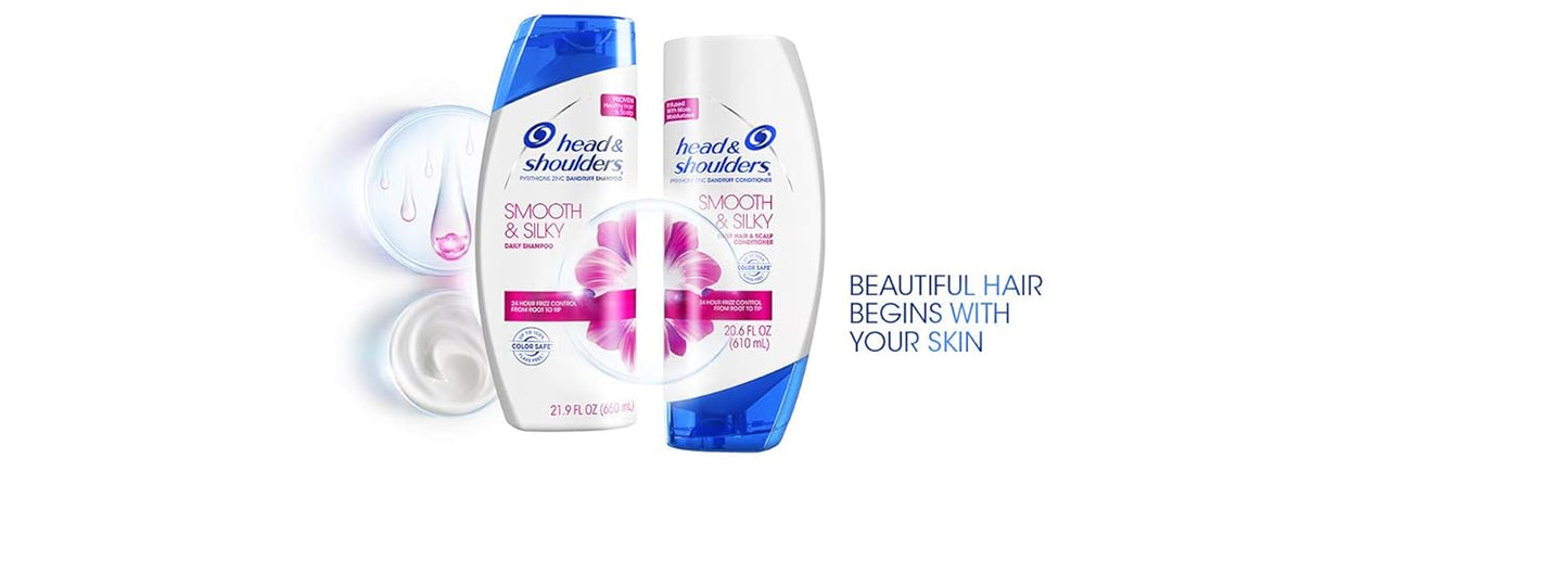 Head & Shoulders Smooth & Silky Shampoo & Conditioner Set – 12.8 fl oz Each