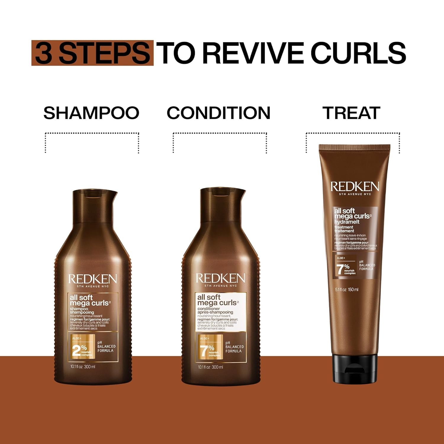 Redken All Soft Mega Curls – Sulfate‑Free Hydrating System for Curly & Coily Hair (Shampoo, Conditioner & Leave‑In)