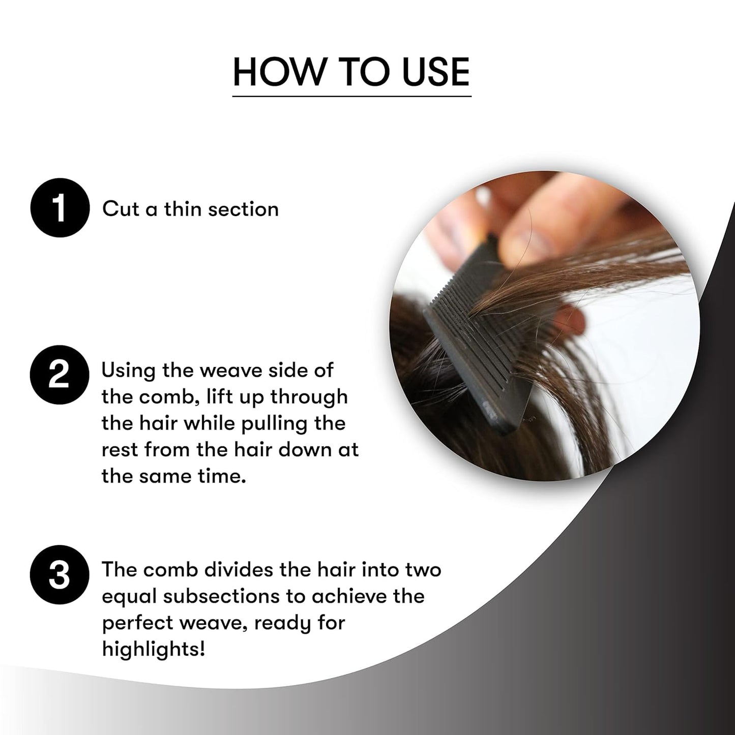 Dreamweaver Highlight Comb Set – Professional Foiling & Parting Combs for Hair Highlighting, Precision Highlighting Combs with Parting Tip (3‑Pack, Black)