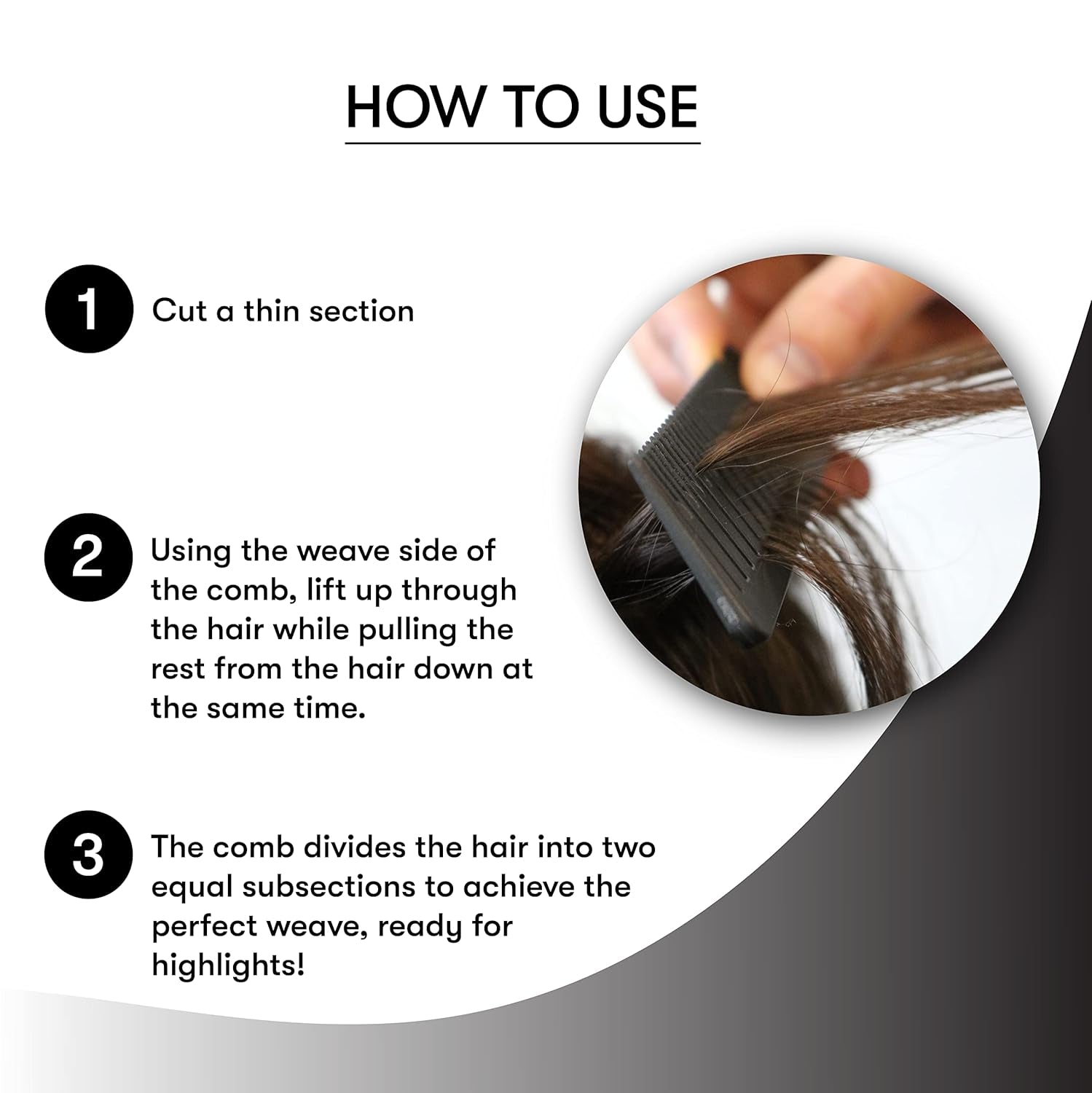 Dreamweaver Highlight Comb Set – Professional Foiling & Parting Combs for Hair Highlighting, Precision Highlighting Combs with Parting Tip (3‑Pack, Black)