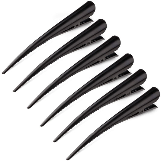 Large 5-Inch Alligator Hair Clips – Rust‑Proof Non‑Slip Metal Duckbill Sectioning Clips for Salon Styling, Thick & Thin Hair (6‑Pack, Black)