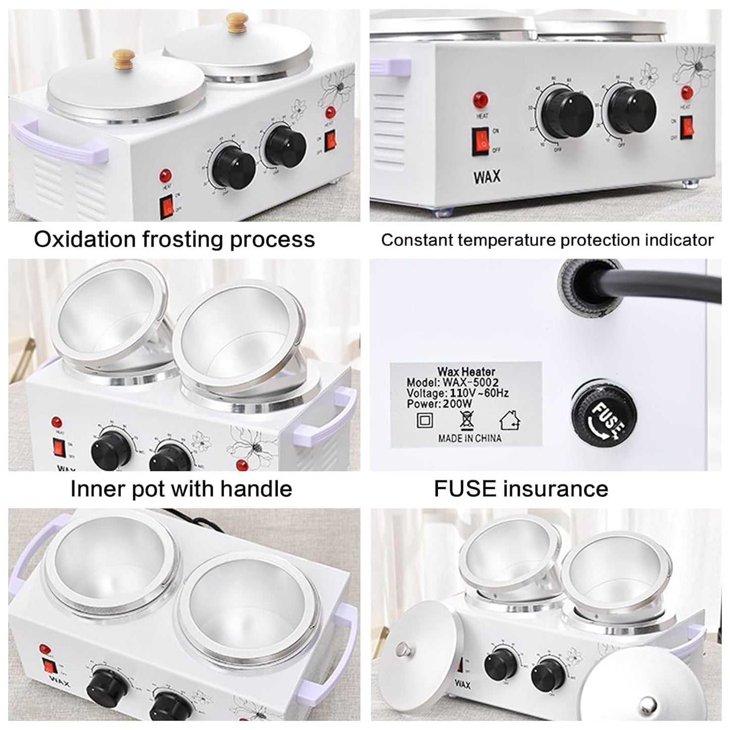 1.2L Double Wax Warmer Machine – Professional Dual Wax Heater for Painless Hair Removal with Adjustable Temperature + 40 Wax Sticks