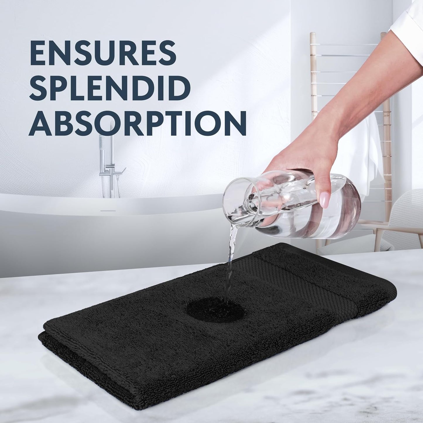 White Classic Hotel Collection Washcloths – 12‑Pack, 13x13" Ultra‑Soft 100% Combed Cotton, Quick‑Dry, Highly Absorbent Luxury Face Towels (650 GSM)