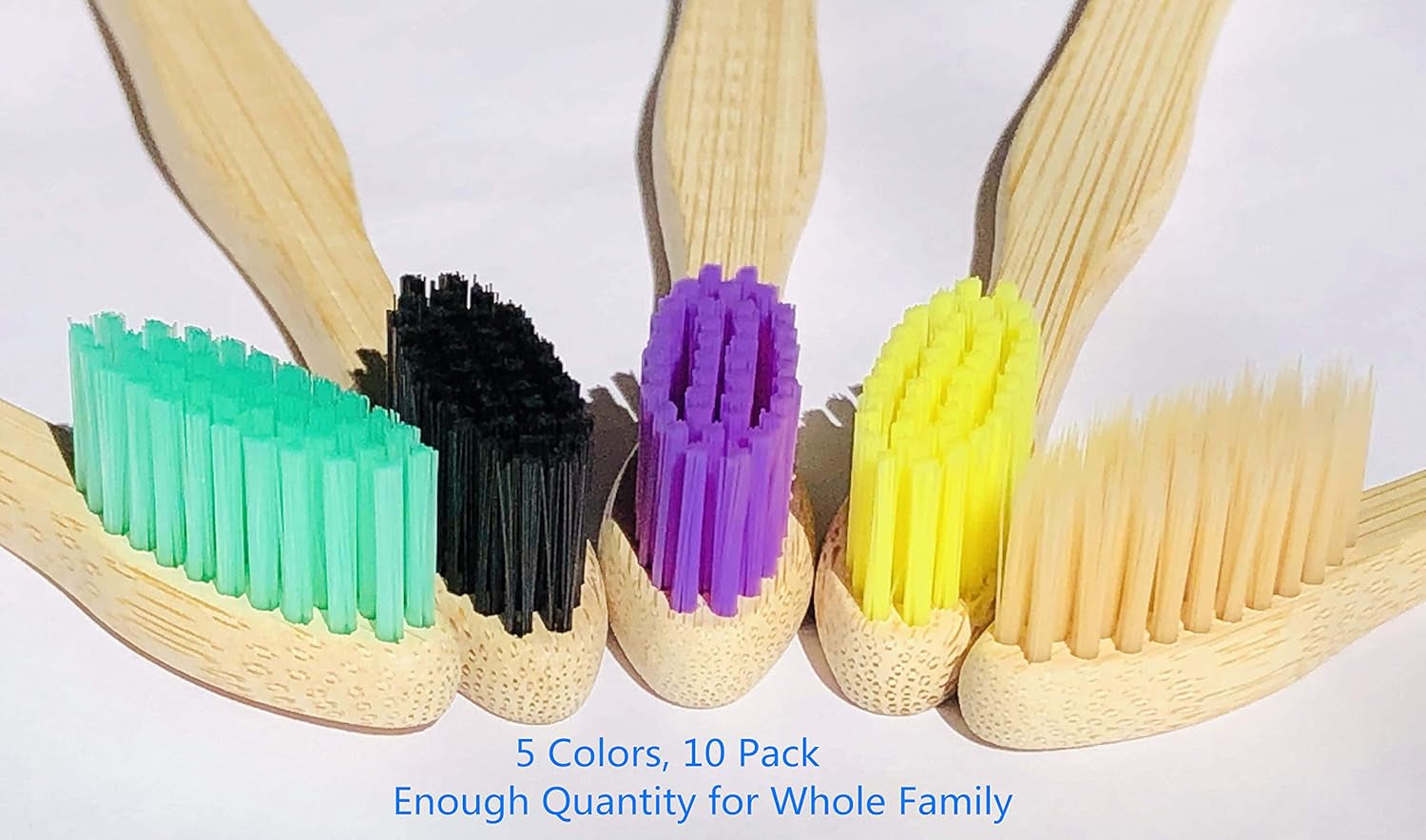 Eco‑Friendly Bamboo Toothbrushes – 10‑Pack Biodegradable Wooden Toothbrushes with Medium‑Firm Bristles, Sustainable Bulk Oral Care Set