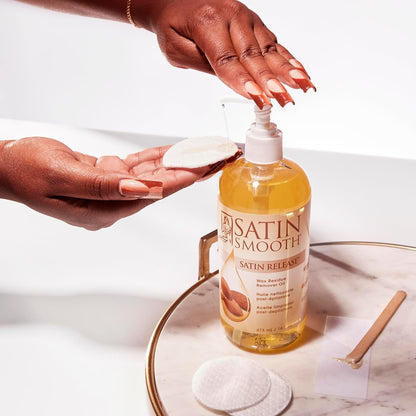 Satin Release Wax Residue Remover Oil – Fast‑Dissolving Post‑Wax Treatment for Skin, 16 oz (1‑Pack)