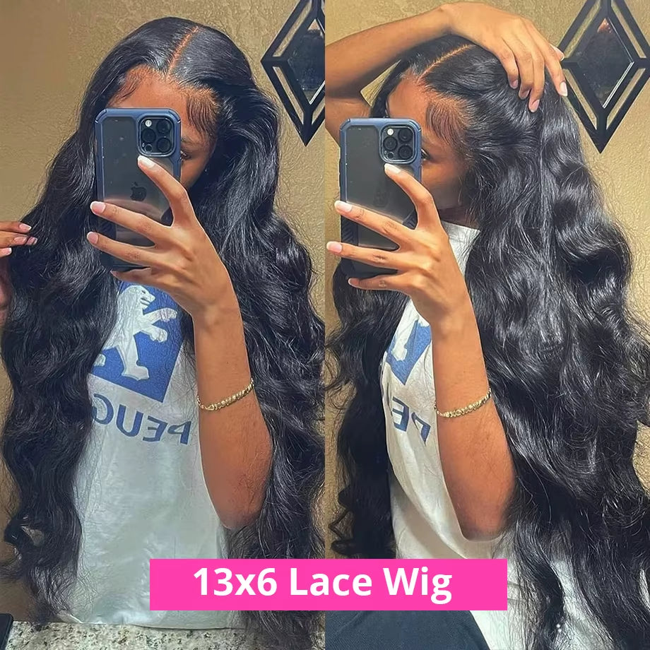 40‑Inch Body Wave Human Hair Wig – 13x6 HD Lace Frontal, 13x4 Lace Front, 360 Brazilian Pre‑Plucked Wig for Women, 250% Density