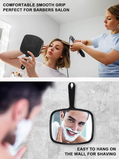 Handheld Mirror – Lightweight 4.6 oz Premium Glass Salon Mirror with Non‑Slip Handle, Hanging Option & Travel‑Friendly Design