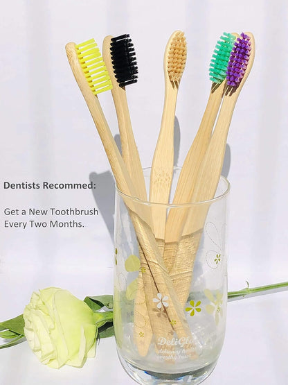 Eco‑Friendly Bamboo Toothbrushes – 10‑Pack Biodegradable Wooden Toothbrushes with Medium‑Firm Bristles, Sustainable Bulk Oral Care Set