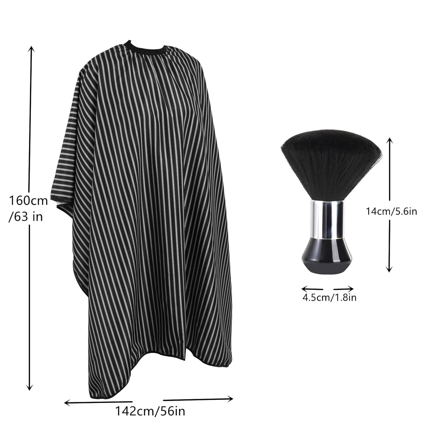 Professional Barber Cape & Neck Duster Brush Set – Waterproof Anti‑Static Hair Cutting Cape with Adjustable Elastic Neckline & Soft Nylon Bristle Brush