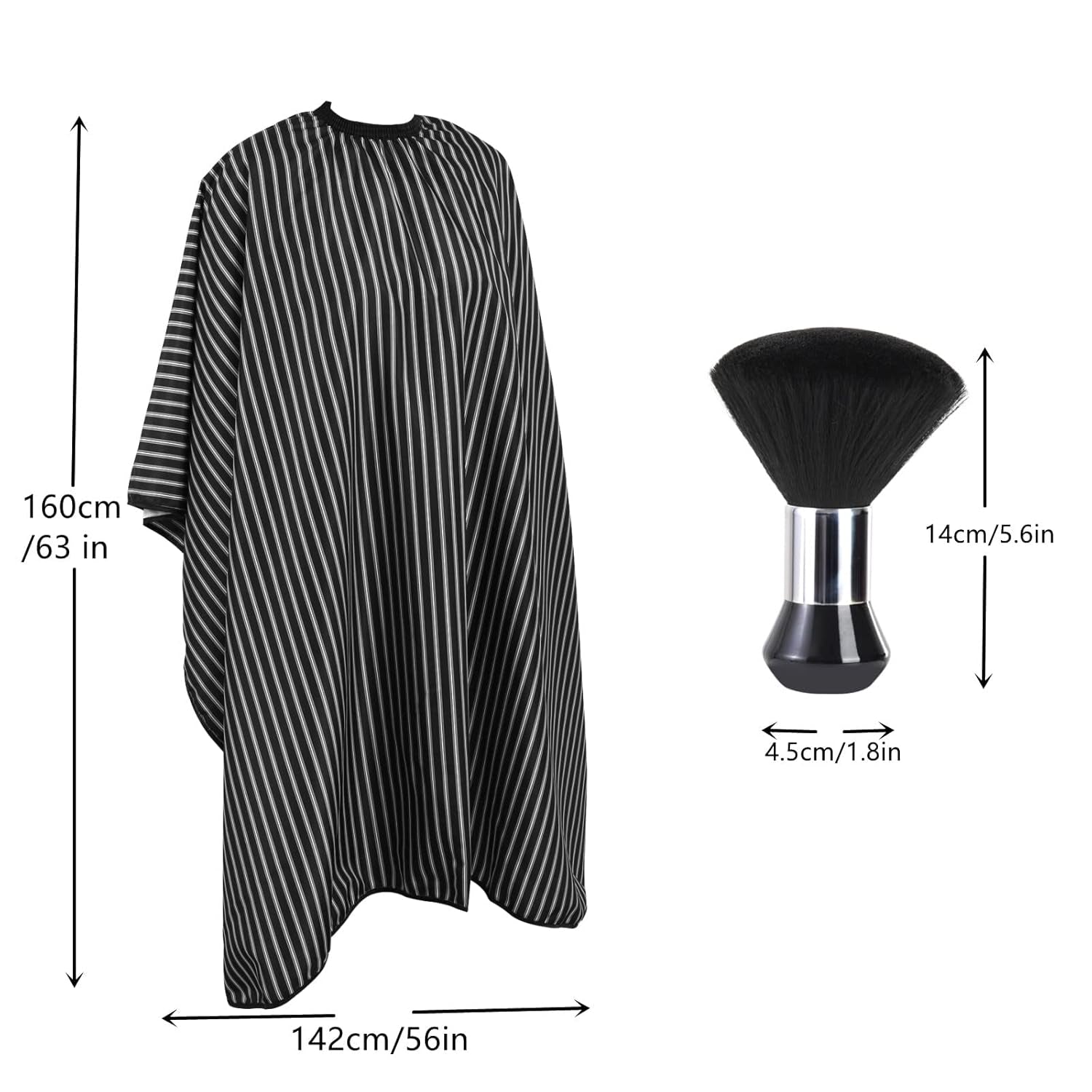 Professional Barber Cape & Neck Duster Brush Set – Waterproof Anti‑Static Hair Cutting Cape with Adjustable Elastic Neckline & Soft Nylon Bristle Brush