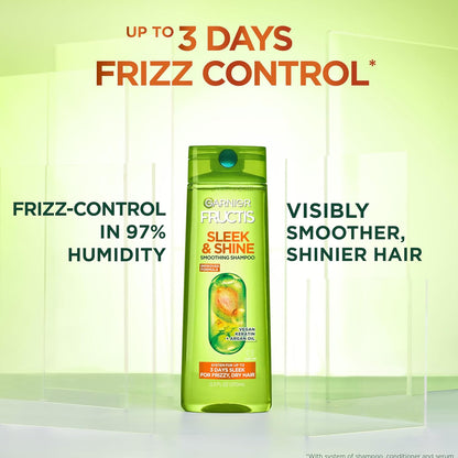 Garnier Fructis Sleek & Shine Shampoo & Conditioner Set – Plant Keratin + Argan Oil, Anti‑Frizz