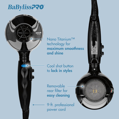 Nano Titanium Italian Portofino Hair Dryer – Professional 2000W Salon‑Quality Blow Dryer for Smooth, Fast, Frizz‑Free Styling