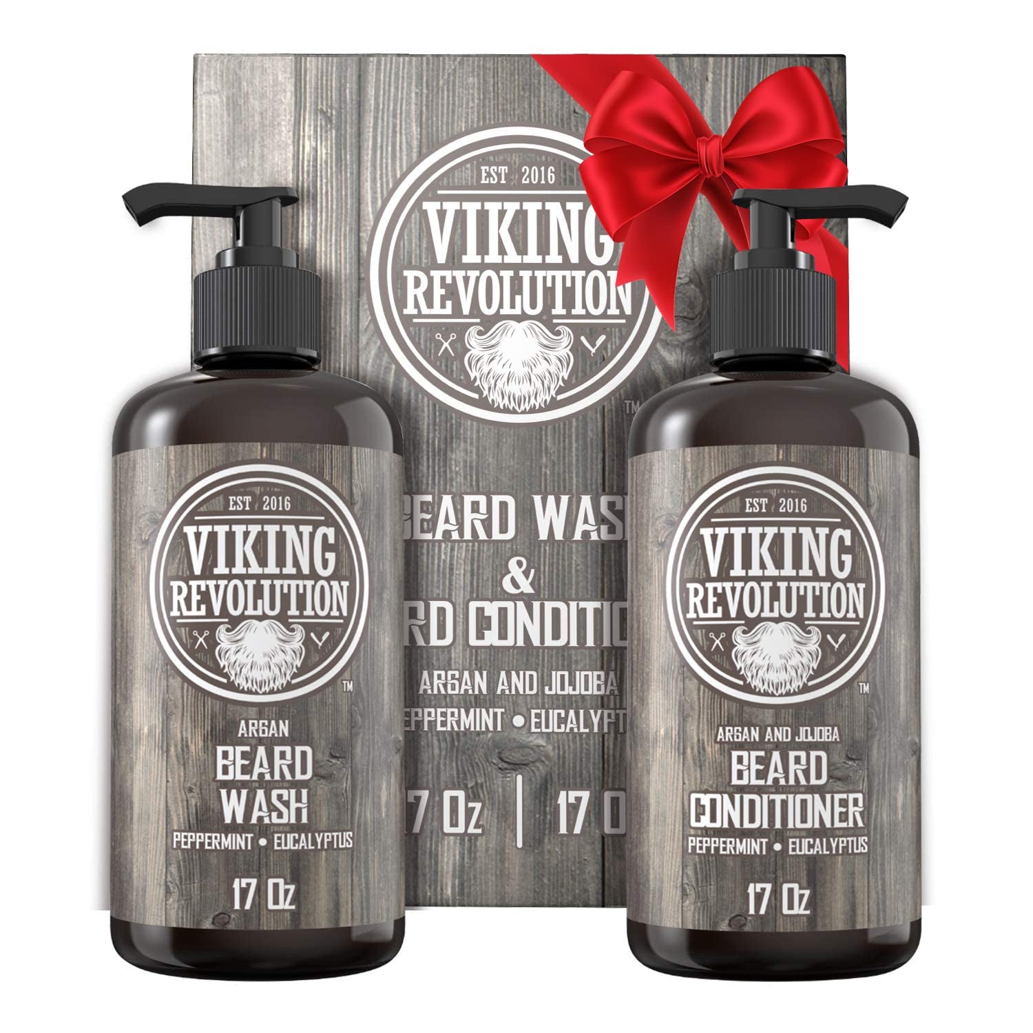 Viking Revolution Beard Shampoo & Conditioner Kit – Hydrating Beard Wash Set with Natural Beard Oil for Growth, Softness & Dandruff Relief