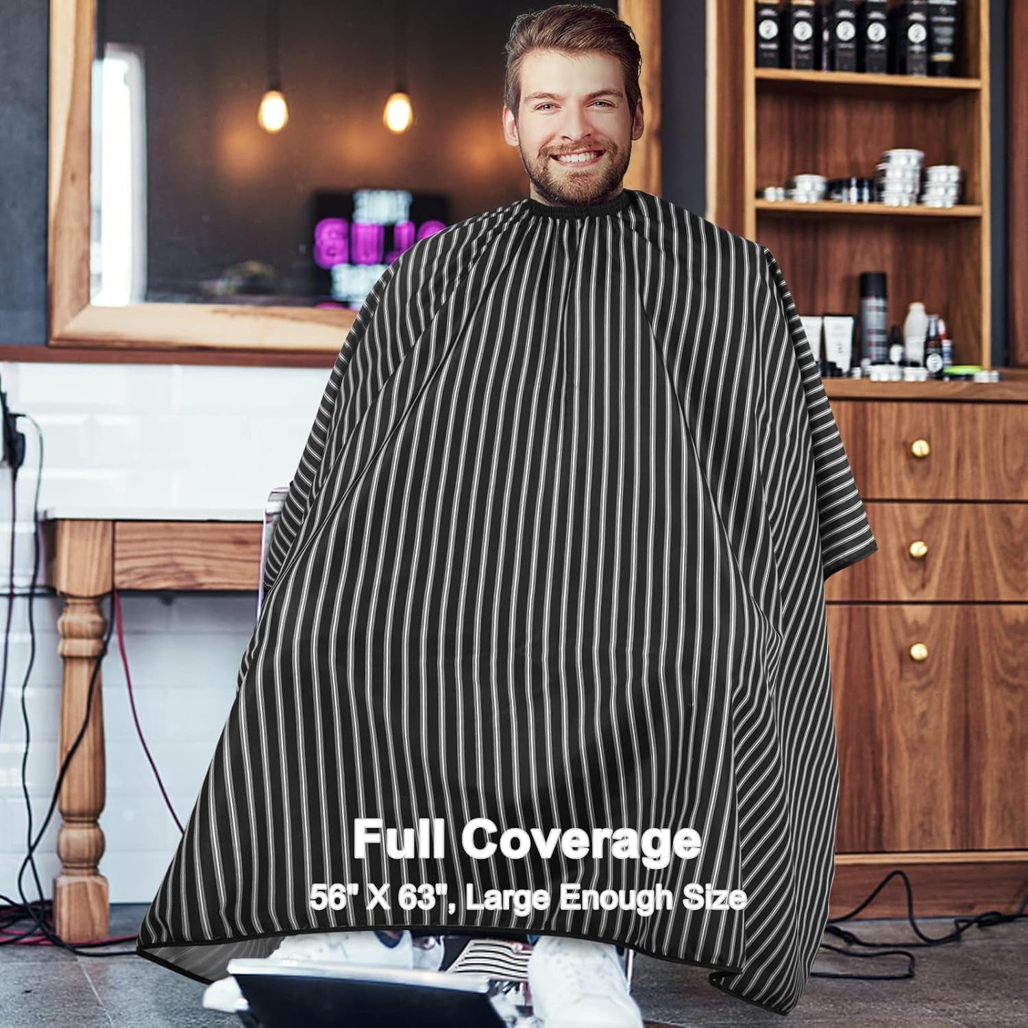 Professional Barber Cape & Neck Duster Brush Set – Waterproof Anti‑Static Hair Cutting Cape with Adjustable Elastic Neckline & Soft Nylon Bristle Brush
