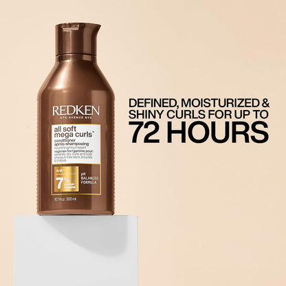 Redken All Soft Mega Curls – Sulfate‑Free Hydrating System for Curly & Coily Hair (Shampoo, Conditioner & Leave‑In)