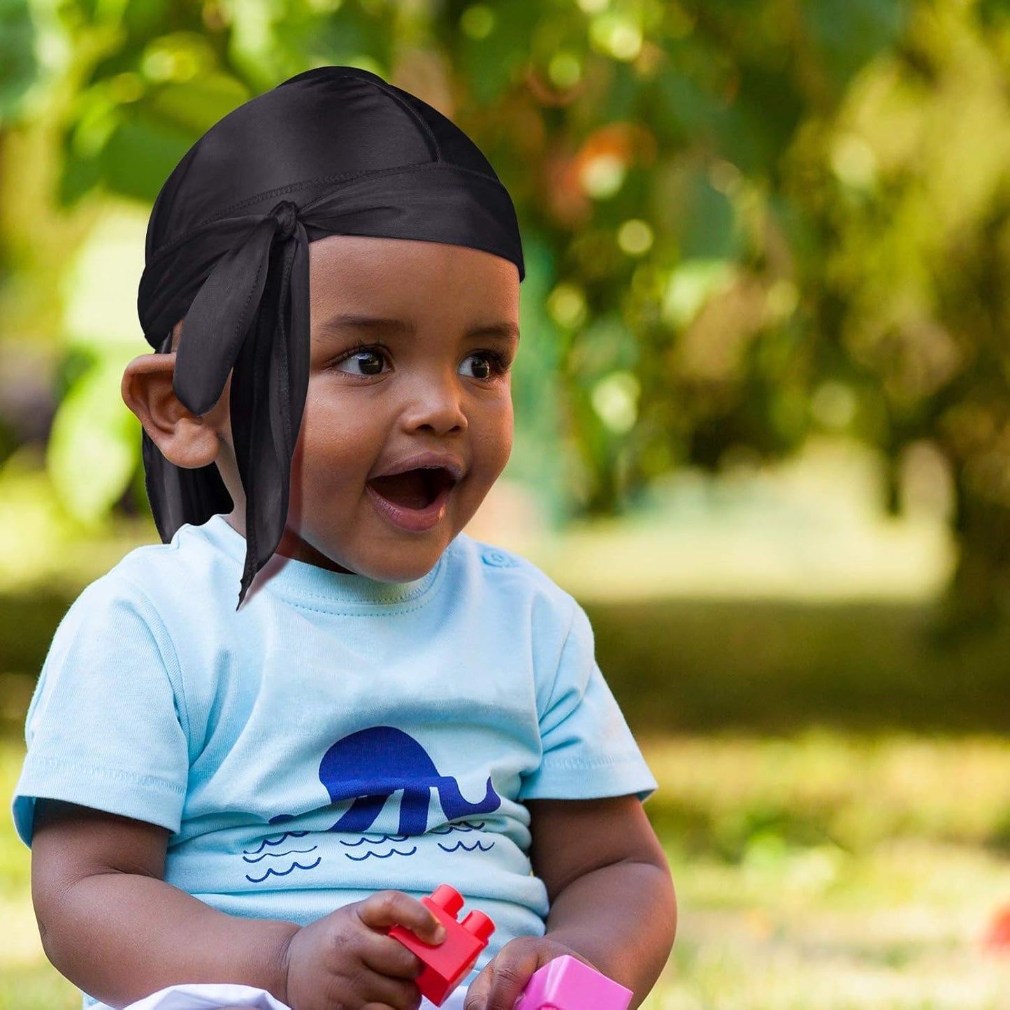 6‑Piece Kids Satin Durag & Wave Cap Set – Unisex 360 Wave Headwraps with Long Tail & Wide Straps