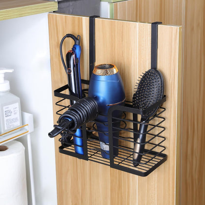 3‑in‑1 Hair Dryer Organizer – Stainless Steel Over‑Cabinet or Countertop Holder with Adjustable Height, Large Capacity Storage for Hair Tools, Brushes & Accessories