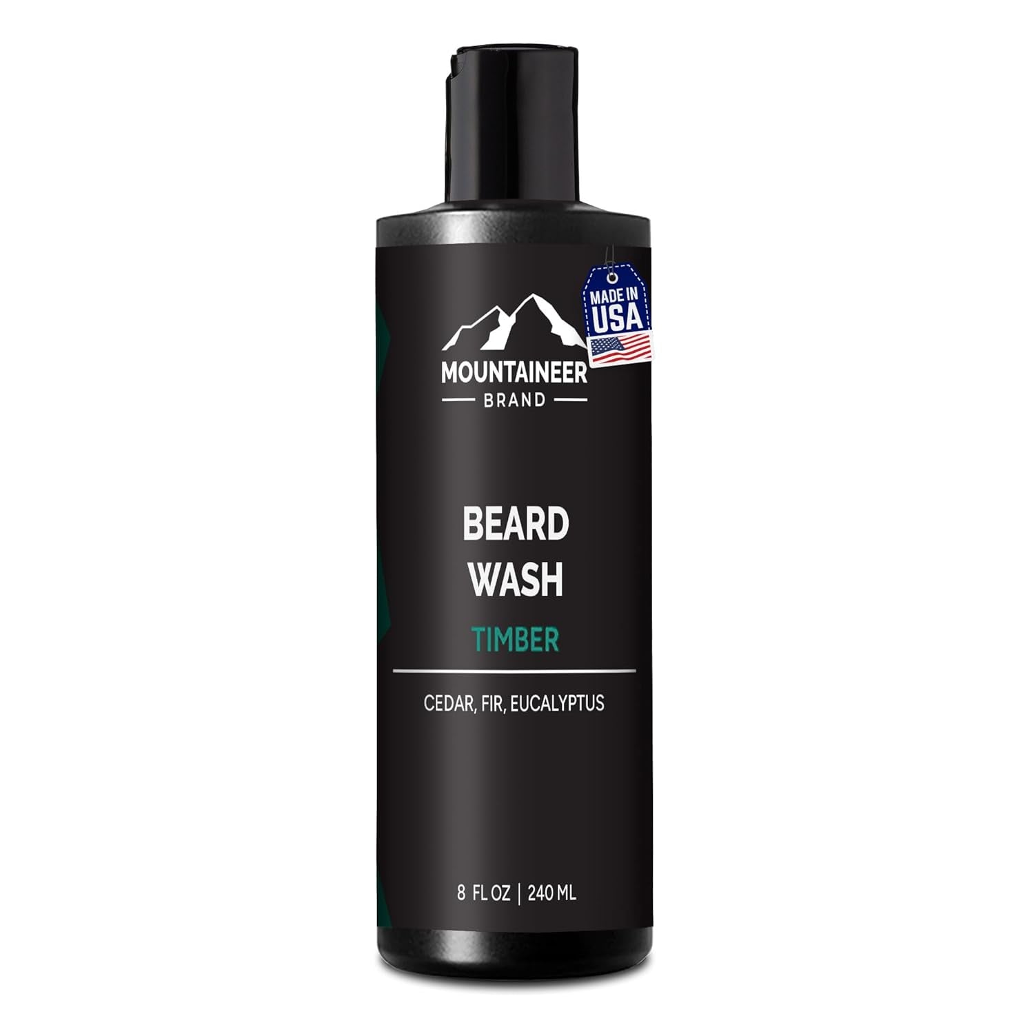 Beard Wash for Men – 100% Natural Beard Shampoo with Thick Softening Lather, Hydrating & Detangling Grooming Treatment for Hair & Skin, Timber Scent (8oz)