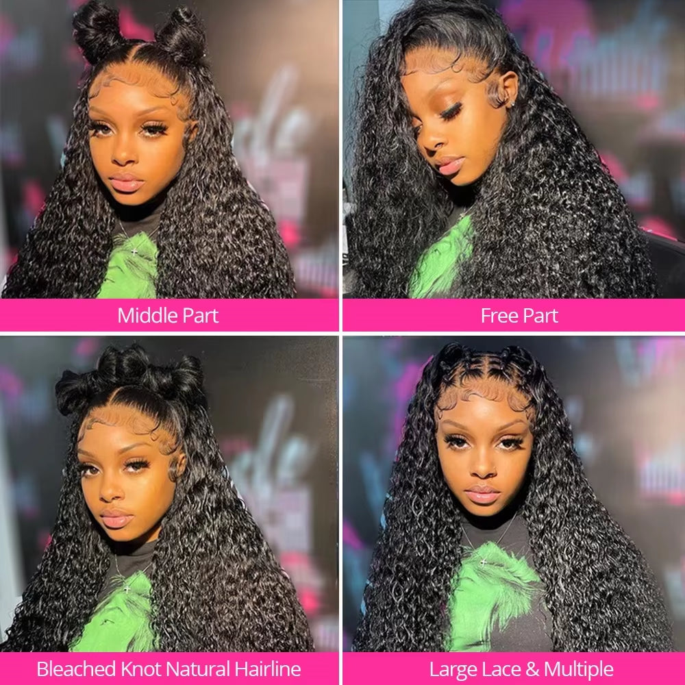 Deep Wave HD Lace Front Wig – 13x4 & 13x6 Water Wave Curly Human Hair Wig, 30‑Inch Lace Front, 100% Human Hair, Clearance Sale