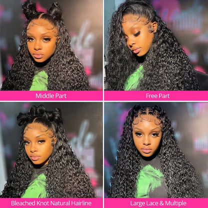 Deep Wave HD Lace Front Wig – 13x4 & 13x6 Water Wave Curly Human Hair Wig, 30‑Inch Lace Front, 100% Human Hair, Clearance Sale