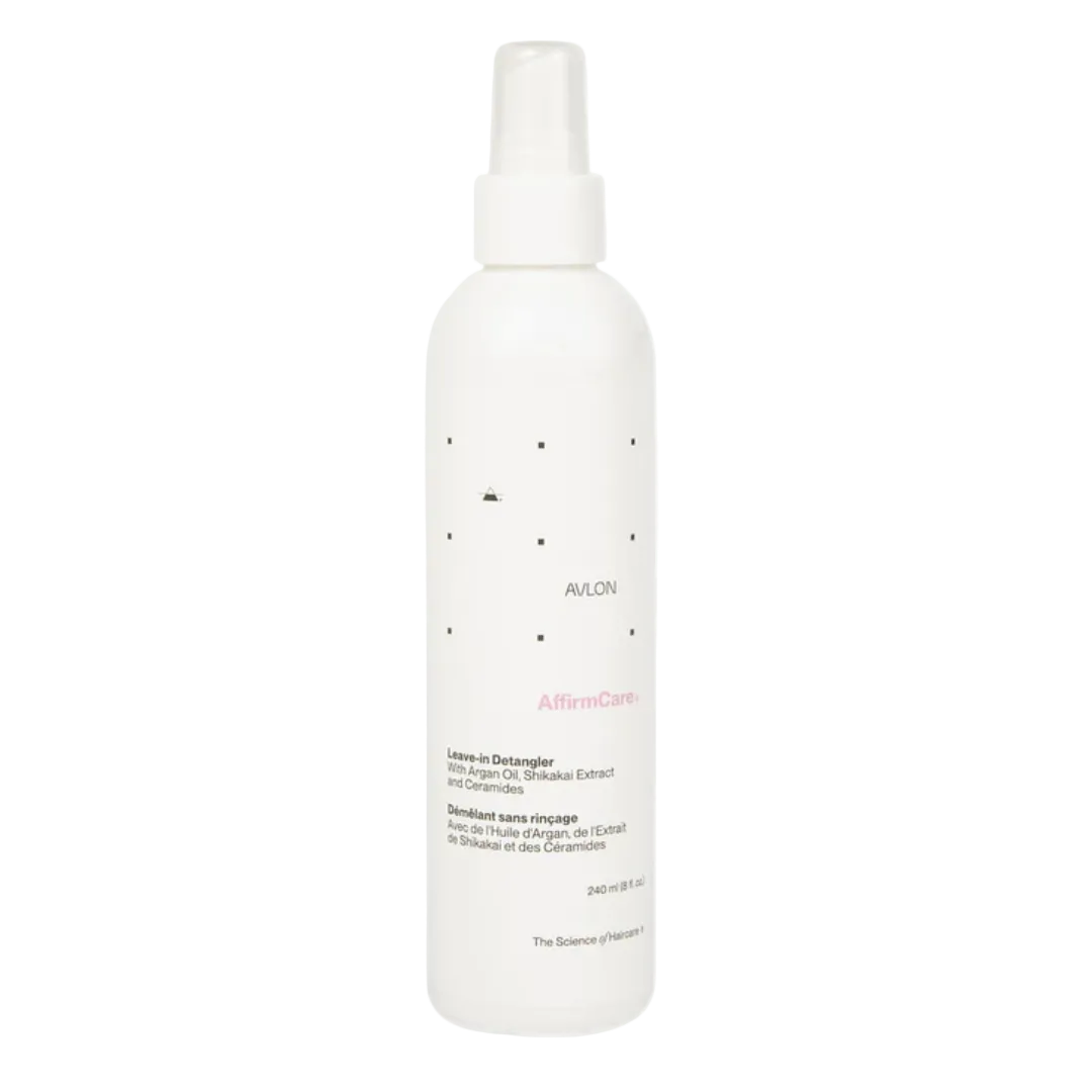 Avlon AffirmCare MoisturRight Leave-In Detangler 8oz spray bottle, lightweight moisturizing detangling treatment that smooths hair and reduces breakage