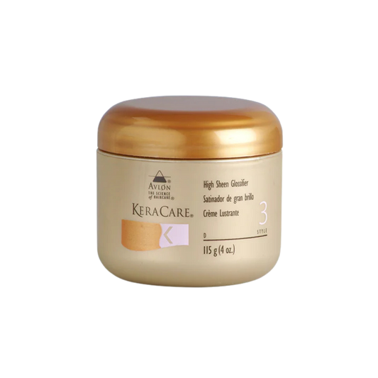 KeraCare High Sheen Glossifier 4oz jar for moisturizing, softening, and adding shine to dry hair
