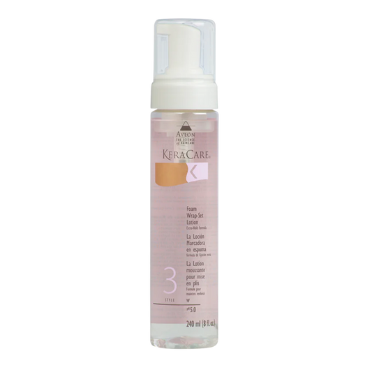 KeraCare Foam Wrap Set Lotion Extra Hold 8oz flake-free styling foam for wrap sets and curls