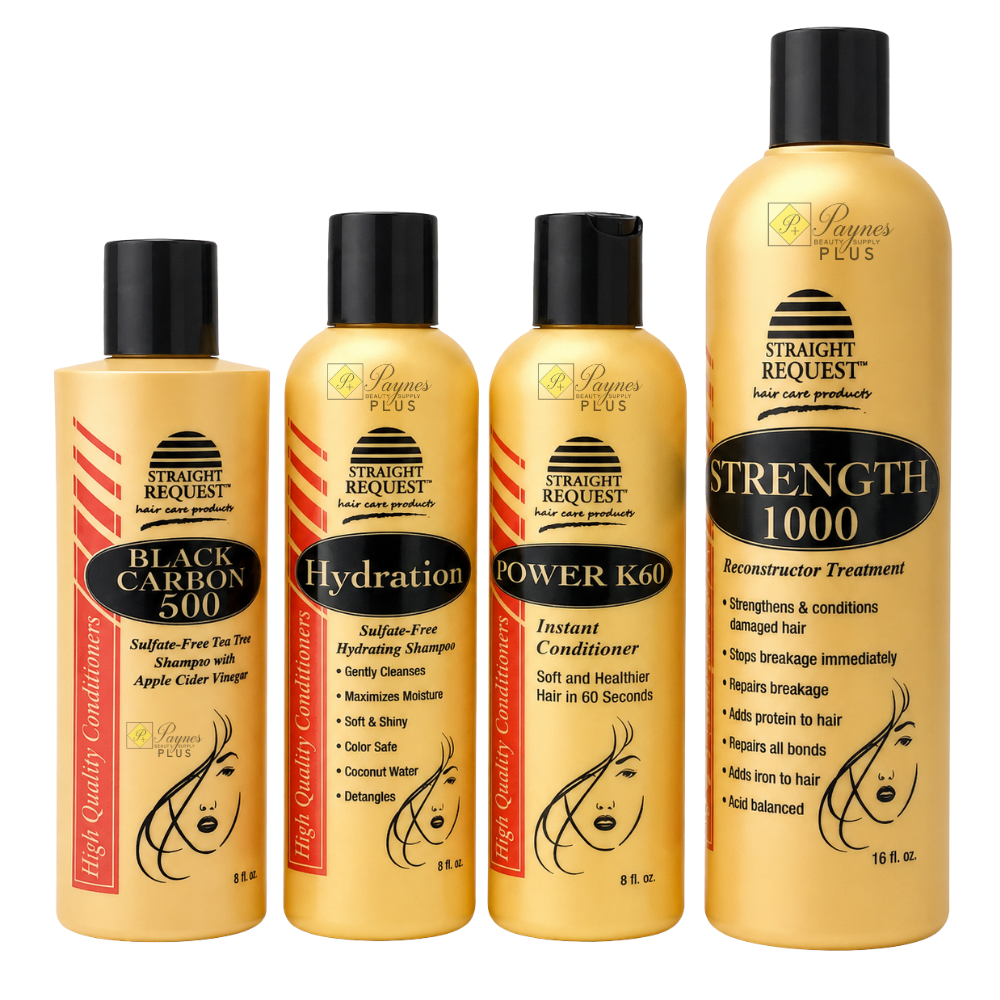 Straight Request Healthy Hair & Scalp Bundle – 4-Piece Shampoo, Treatment & Conditioner Set