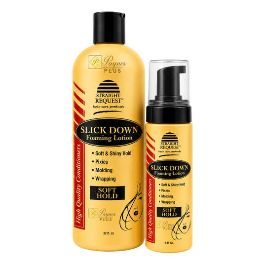 Straight Request Slick Down "Regular Hold" Holiday Duo – 8 fl oz Pump + 32 fl oz Foaming Lotion