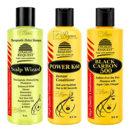 Straight Request Scalp Refresh Bundle Trio 3-Piece Bundle – Scalp Wizard, Black Carbon 500 & Power K60