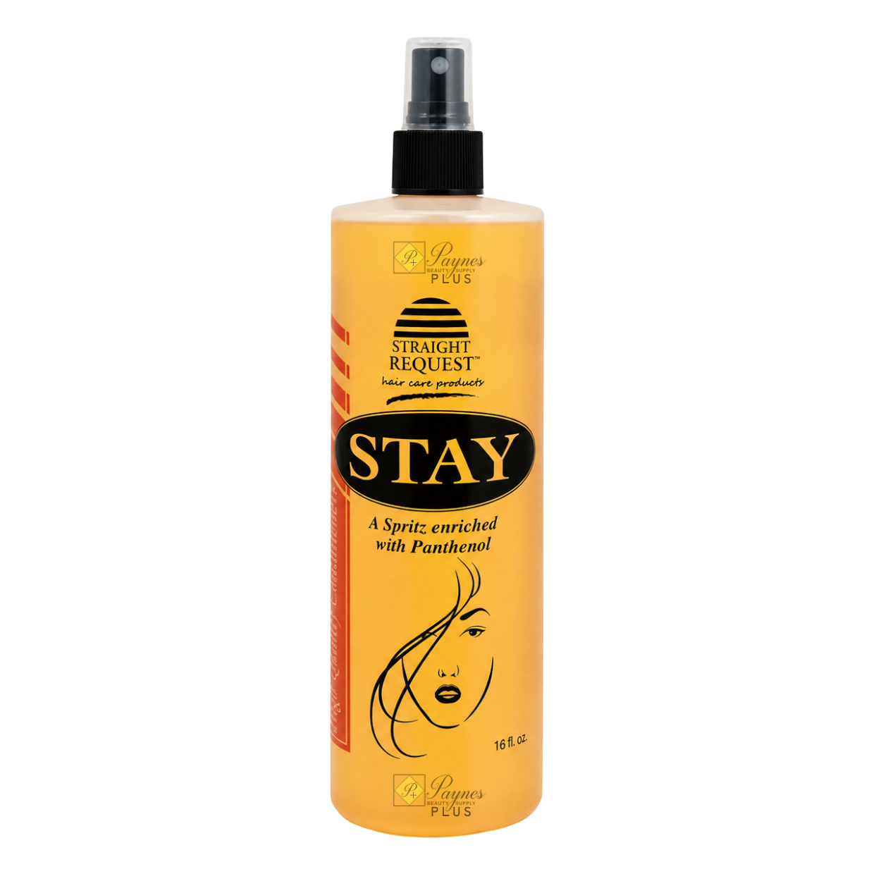Straight Request Stay Spritz 16 fl oz professional styling spray for long-lasting hold, shine, and humidity resistance